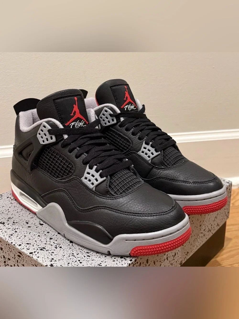 Nike Air Jordan 4 Retro Bred Reimagined Black/Fire Red/Grey Size 9